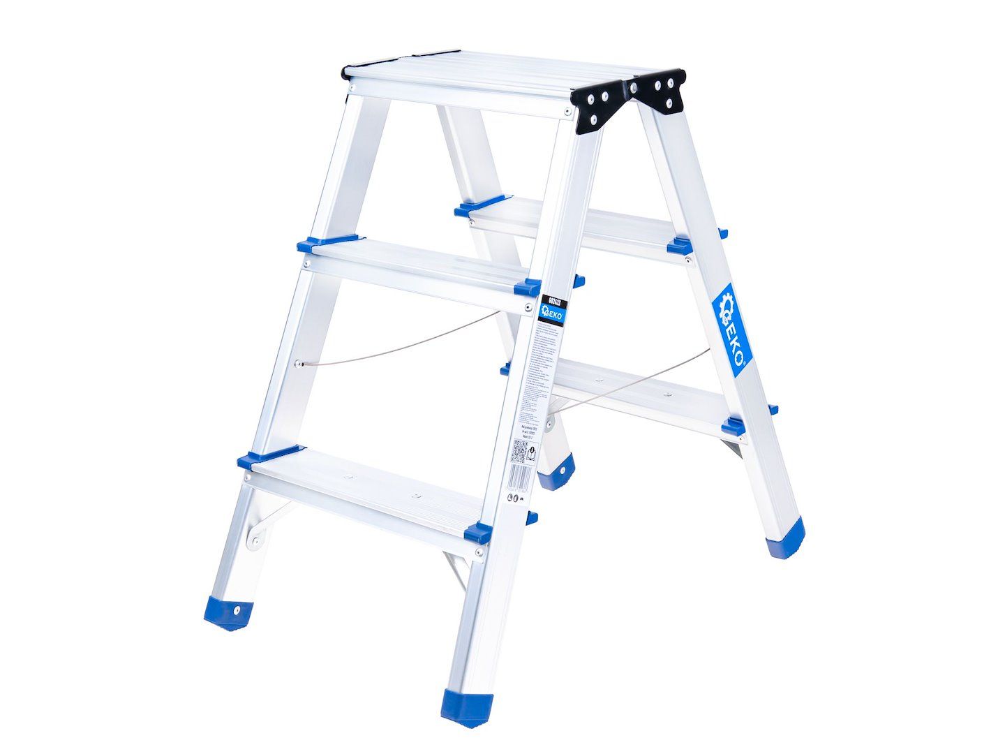 Алуминиева двустранна стълба Geko G02433, 2х3, 150 кг, 2.20 м