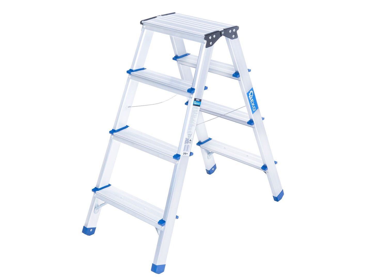 Алуминиева двустранна стълба Geko G02434, 2х4, 150 кг, 2.40 м