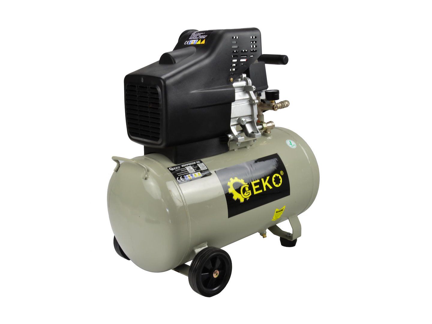 Електрически монофазен маслен компресор Geko G80301, 1800 W, 210 л/мин, 8 бара, 50 л - от Etools.bg Електрически монофазен маслен компресор Geko G80301, 1800 W, 210 л/мин, 8 бара, 50 л