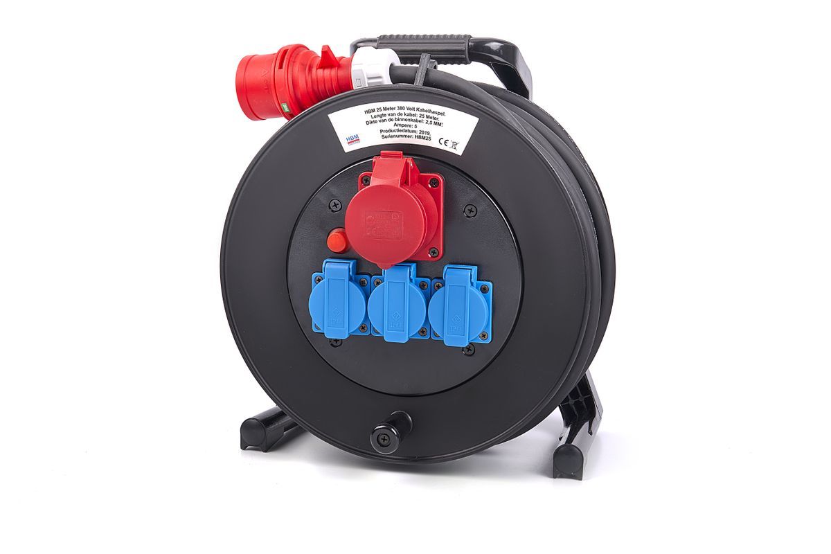 Трифазен удължител на макара HBM 9457, 25 м, 5x2.5 мм2, IP44, 400 V