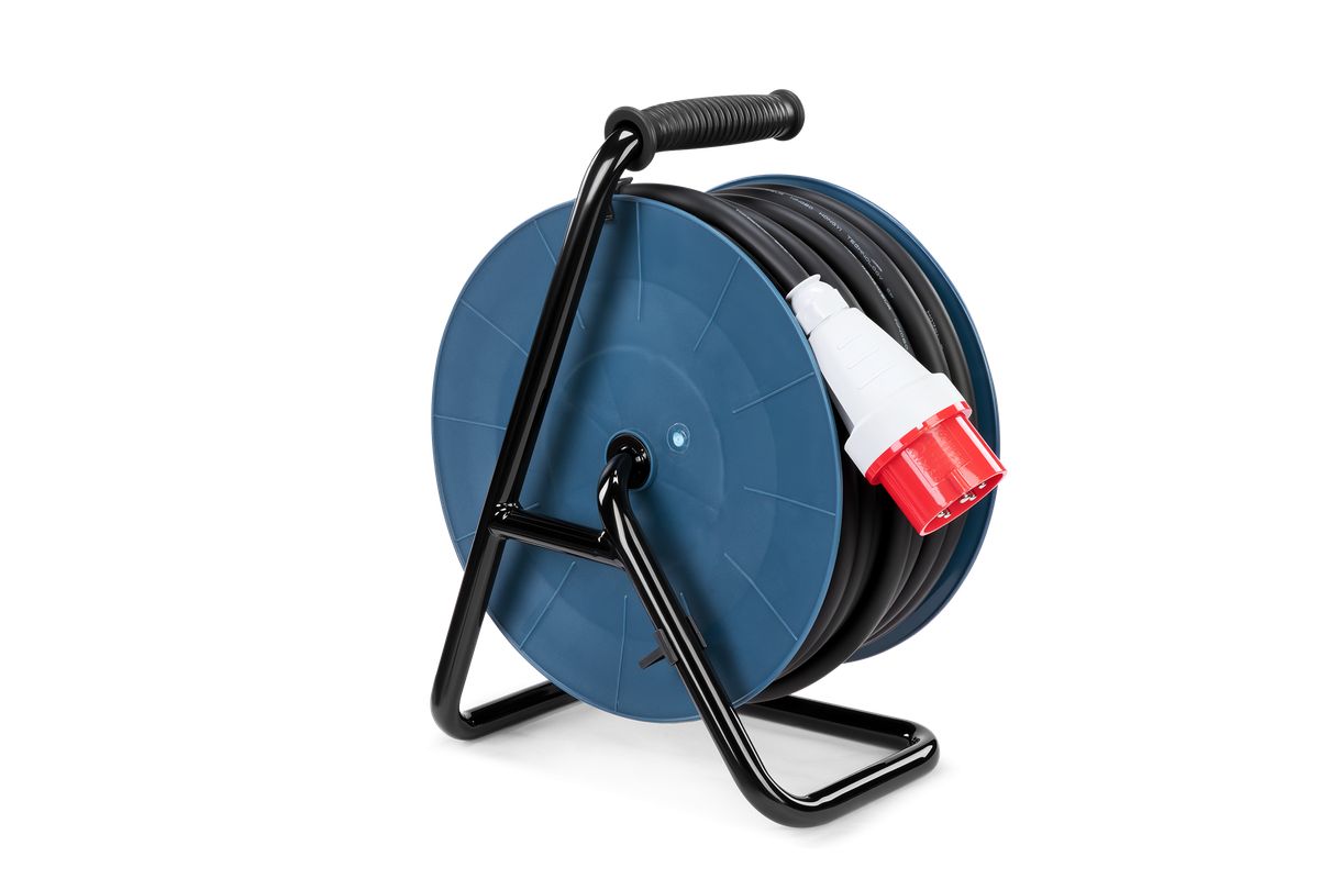 Трифазен удължител на макара HBM H135713, H07RN-F 5G2.5, 230V/400 V, IP44, 25м - от Etools.bg Трифазен удължител на макара HBM H135713, H07RN-F 5G2.5, 230V/400 V, IP44, 25м