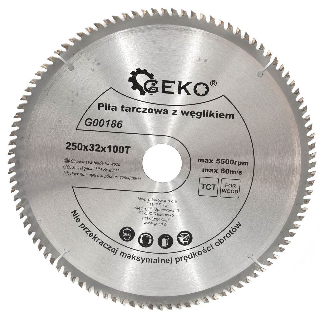 GEKO G00186 Циркулярен диск за дърво ф250x32 мм 100 T