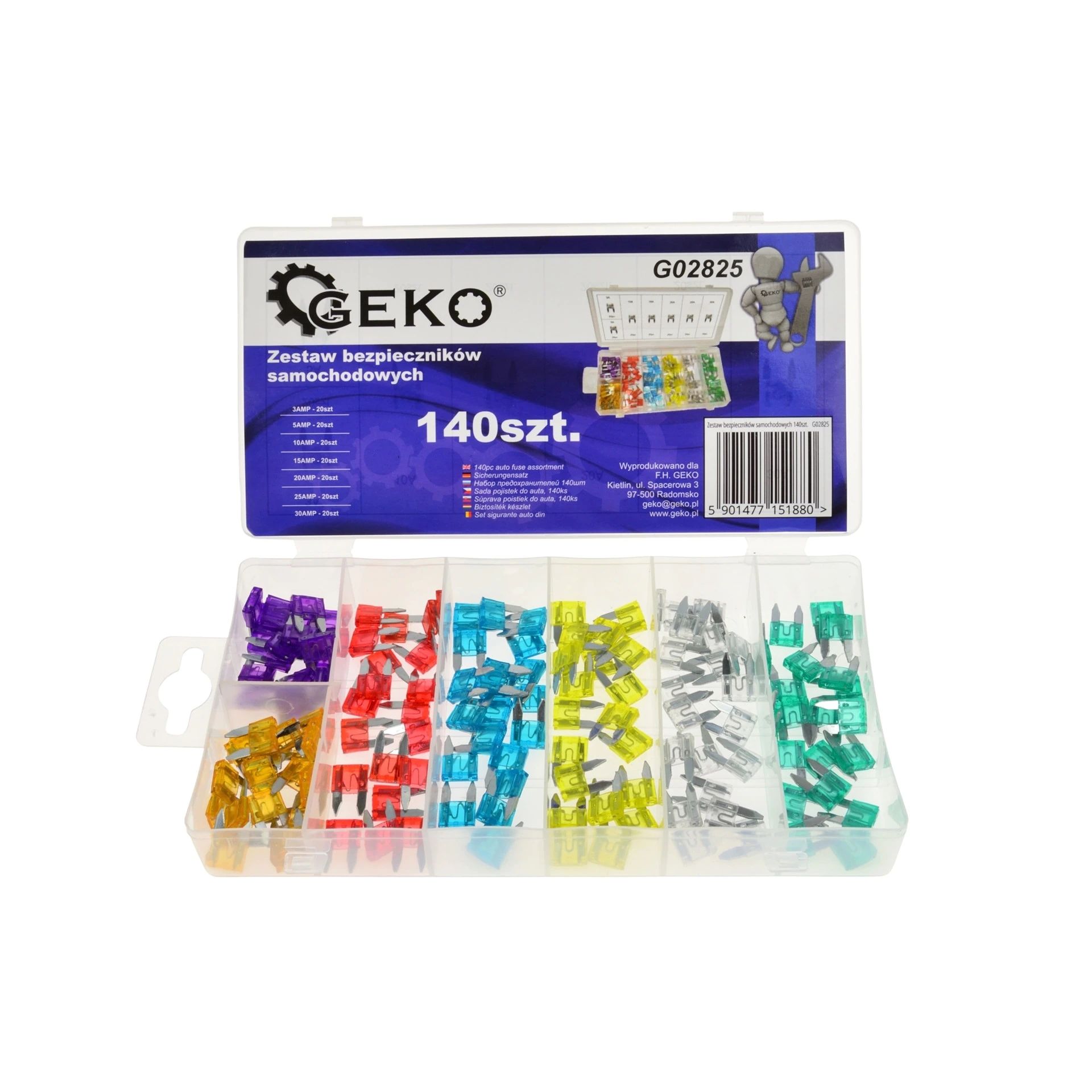 Консумативи / Бушони / Комплект автомобилни предпазители GEKO G02825, 140 броя - от Etools.bg Консумативи / Бушони / Комплект автомобилни предпазители GEKO G02825, 140 броя