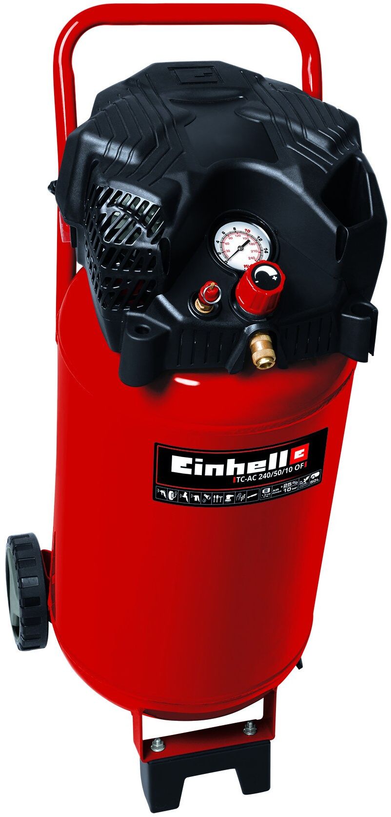 Електрически безмаслен компресор Einhell TC-AC 240/50/10 OF, 1500 W, 240 л/мин, 50 л, 10 бара (4010393)