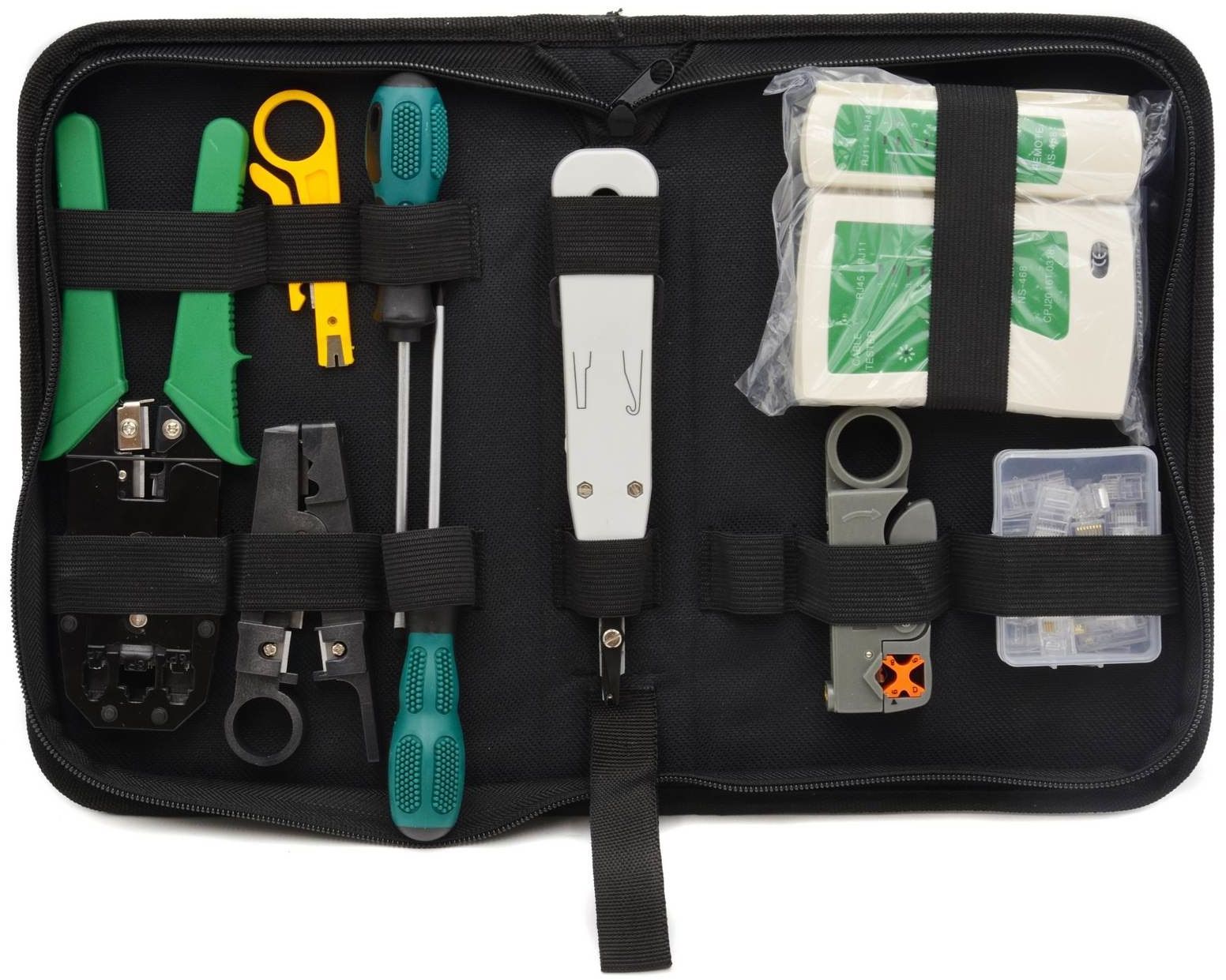 Ръчни инструменти / Инструменти комплекти / Комплект инструменти за кримпване на мрежови кабели Geko G30840, RJ45