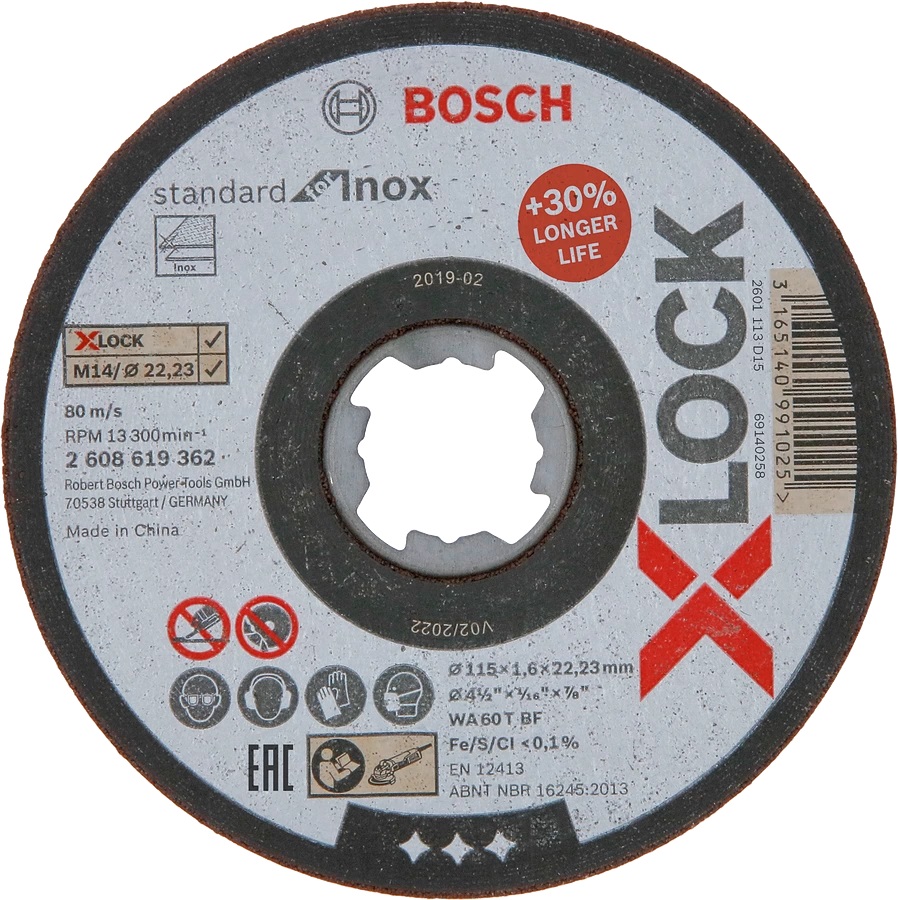 BOSCH Professional X-LOCK Диск за рязане на инокс 10x125x1x22.23 мм (2608619267)