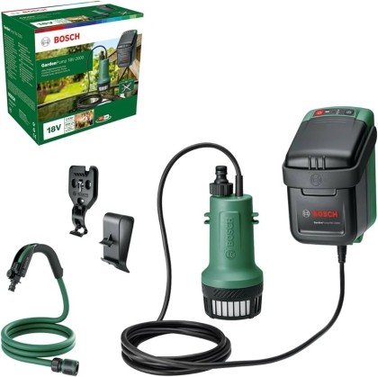 BOSCH GardenPump Акумулаторна помпа за дъждовна вода без батерии и зарядно устройство устройство 18 V 2000 л/ч (06008C4203)