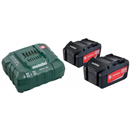 Комплект акумулаторни батерии и зарядно устройство Metabo, 18 V, 2x4 Ah (685050000)