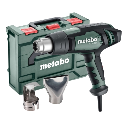 Електрически пистолет за горещ въздух в MetaboX с дюзи Metabo H 16-500, 1600 W, до 500 °C (601067500)