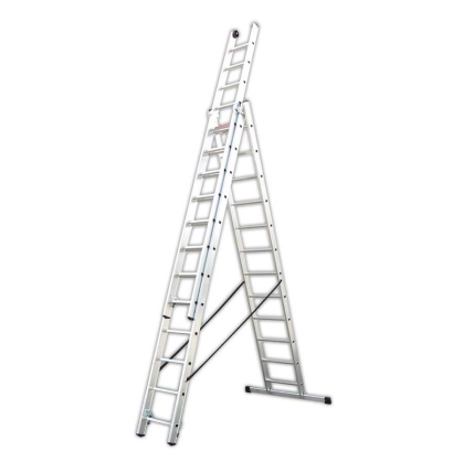Алуминиева трираменна стълба Valvnos Alpos 38-12, 3x12 стъпала, 6.2 м, 150 кг (39547)