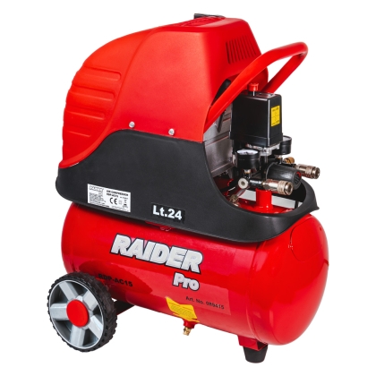 Електрически компресор Raider RDP-AC15, 1500 W, 24 л, 8 бара, 110 л/мин (089415)