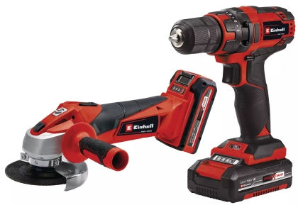 Комплект акумулаторни инструменти Einhell TC-TK 18 Li Kit Power X-Change, 18 V, 35 Nm, ф115 мм, 2 батерии (4257238)