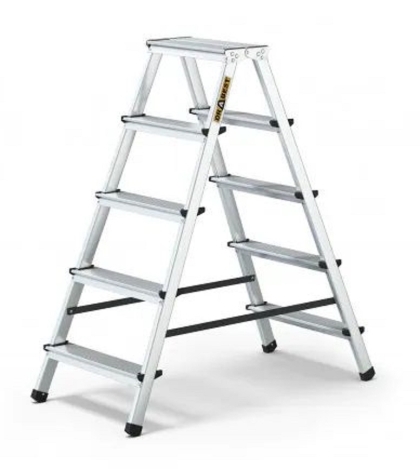 Двустранна, битова алуминиева стълба Drabest DD5, 2x5, до 125 кг (03082500)
