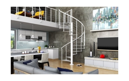 Интериорна вита стълба Mobirolo Slim, 13 стъпала, диаметър 140 см, метални модули цвят White (9805)