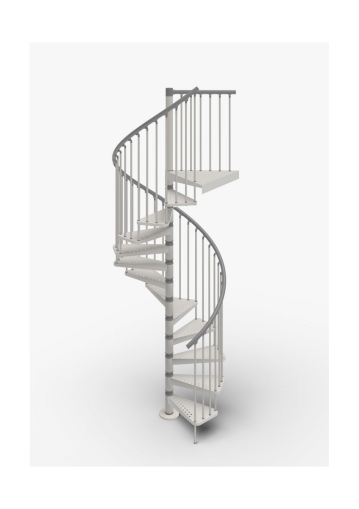 Екстериорна вита стълба с метални модули цвят White, PVC ръкохватка Rintal Exterior Zink, 13 стъпала, диаметър 140 см (7649)