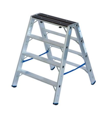 Двустранна стълба с дървена платформа Krause Stabilo, 2x4 (07123862)