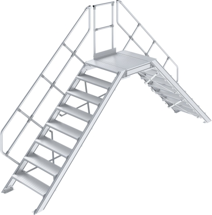 Алуминиево стълбище с площадка Krause Crossover, 2x8, наклон 45° (07826077)