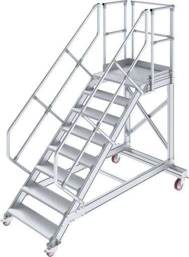 Мобилно алуминиево стълбище с платформа Krause, 1x8, наклон 45° (07827876)