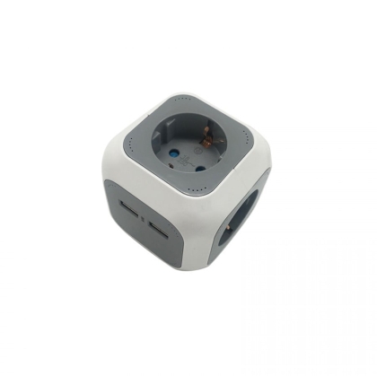 Електрически разклонител Bormann BCR1135 CUBE, с 4 гнезда и 2 USB порта (066323)