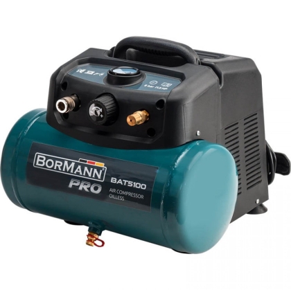 Безмаслен компресор за въздух Bormann Pro BAT5100, 1100 W, 180 л/мин, 8 бара, 6 л (035541)