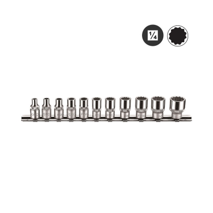 Комплект дванадесетостенни вложки Force, 1/4", 11 бр. (JN62374)