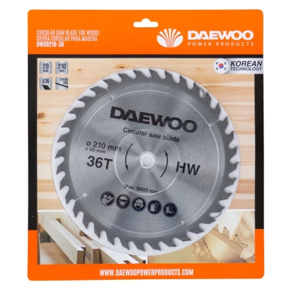 Циркулярен диск за дърво Daewoo DWSB210-36, 210 мм, 36 зъба (DWSB210-36)