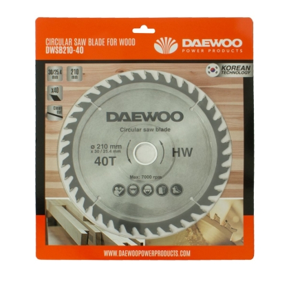 Циркулярен диск за дърво Daewoo DWSB250-40, 250 мм, 40 зъба (DWSB250-40)