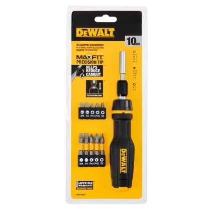 Комплект отвертка с битове DeWALT, 10 бр. (DWHT68001-0)