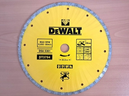 Диамантен диск за сухо рязане DeWALT DT3794, 230 мм