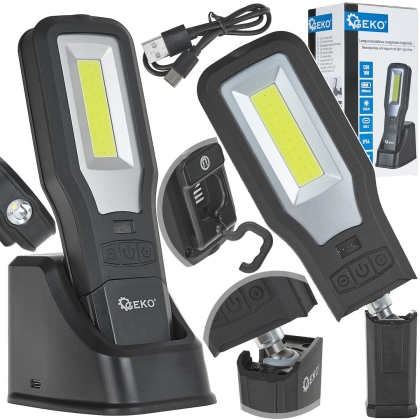 Работна LED лампа с Power Bank функция LED лампа Geko G15119, COB LED, 10W + 5W, 2000 mAh, 550 lm