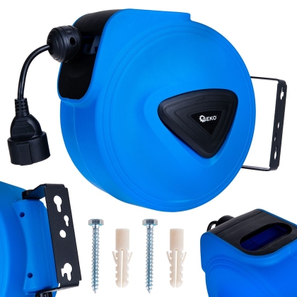 Електрическа стенна макара Geko G17521, 15 м, захранващ кабел 1, 5 м