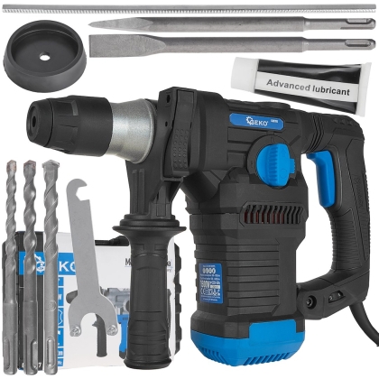 Електрически перфоратор Geko G80708, 1500 W, 6 J, SDS-Plus, с аксесоари в куфар