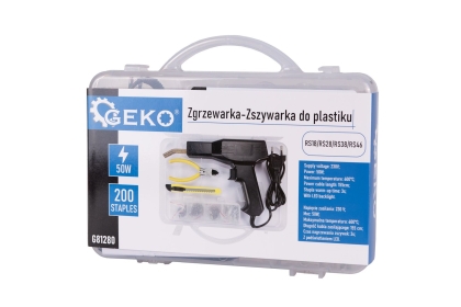 Електрически пистолет за лепене на пластмаса Geko G81280, 50W, 600 °C, LED, 200 скоби