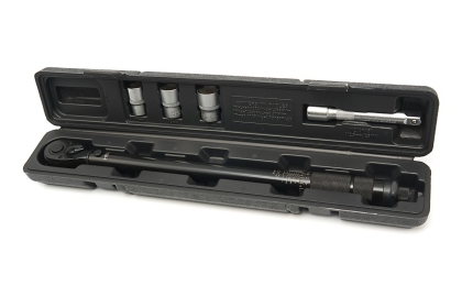 Динамометричен ключ HBM H134496, 1/2", 28-210 Nm, с 3 вложки и удължител