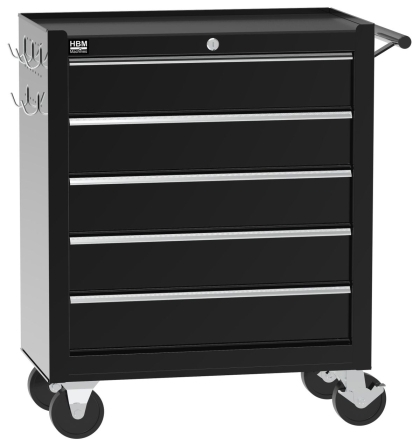 Количка за инструменти HBM H133262, 5 чекмеджета, 62 см, черен цвят