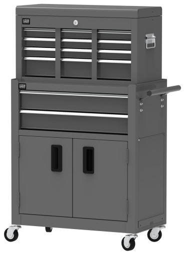 Количка за инструменти с горен шкаф HBM H133342 модел 2, 61.6 х 33 х 106.4 см, сив цвят