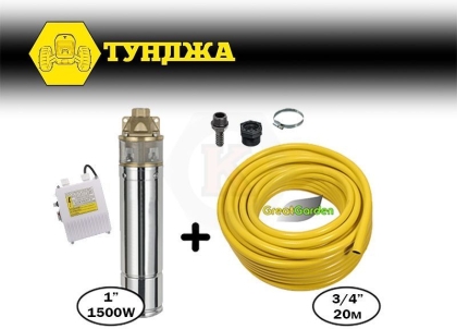 Електрическа потопяема сондажна помпа двойна турбина Тунджа ПВСТ-1500, 1500 W, 1" (9700342)