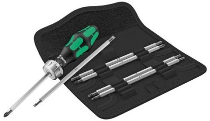 Комплект отвертка със сменяеми накрайници двустранна Wera Kraftform Kompakt Vario RA SB, 7 бр. (05073665001)