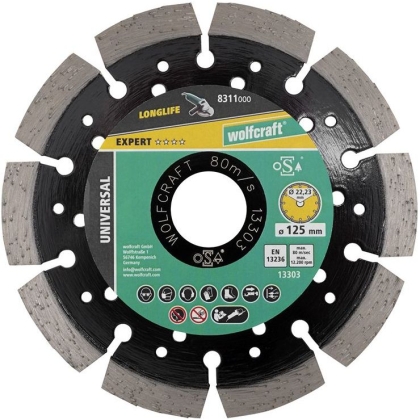 Диамантен диск за сухо рязане Wolfcraft Pro Laser Universal, ф125 мм, 22.23 мм (8311000)