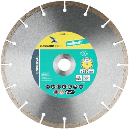 Диамантен диск за сухо рязане Wolfcraft Solid Universal, ф230 мм, 22.23 мм (8319000)