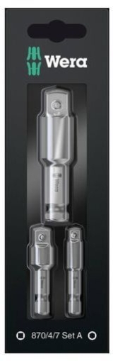 Адаптор за вложки Wera 870/4/7 Set A SB, шестостен - квадрат, 1/4" х 3/8" х 1/2", 3 бр. (05073200001)