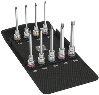 Комплект гедоре вложки с накрайници Wera 8767 C TORX HF 3 Zyklop, 9 бр., TX20-60, 1/2", 140 мм (05004212001)