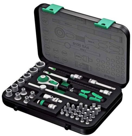 Комплект гедоре вложки с тресчотка и накрайници Wera 8100 SB 2, 43 бр., 6-24 мм х 3/8" (05003594001)