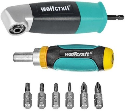 Комплект с отвертка, битове и ъглова приставка Wolfcraft, 1/4", 130 мм (1001000)