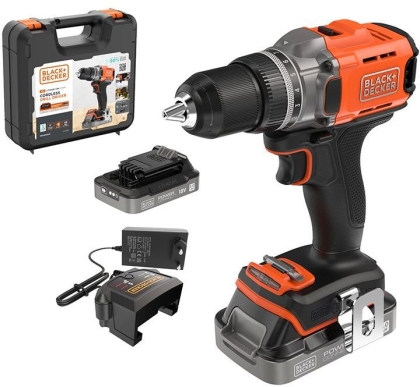 Акумулаторен винтоверт с колекторен двигател Black & Decker BCD382D2XK, 18 V, 2 Ah, 45 Nm, 13 мм