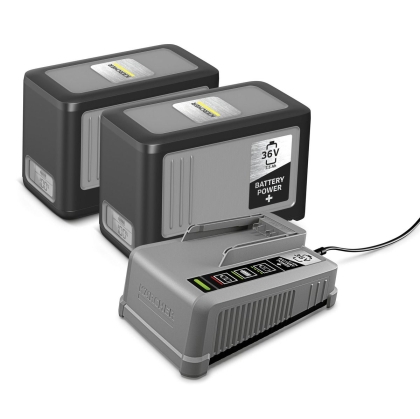 Стартов комплект батерии и зарядно Karcher Power+ 36/75, 2х36 V, 2х7.5 Ah