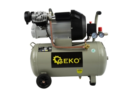 Бензинов монофазен маслен двуглав компресор Geko G80305, 2200 W, 410 л/мин, 8 бара, 50 л, V-type, с директно куплиране