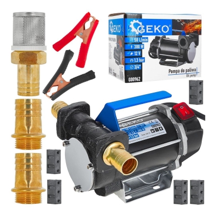 Електрическа самозасмукваща помпа за дизел Geko G00962, 3/4", 12 V, 300 W, 50 л/мин