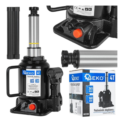Хидравличен бутилков крик Geko G02280, 365 мм, 4 тона