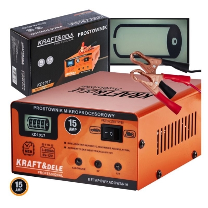 Зарядно устройство за акумулатор с микропроцесор Kraft&Dele KD1917, 6/12 V, 15 А, 200 Ah